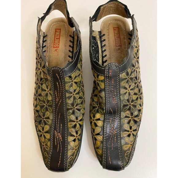 PIKOLINOS Calfskin Punched Leather Heeled Sandals Women EU 40 US‎ 9-9.5 Spain - Picture 1 of 16